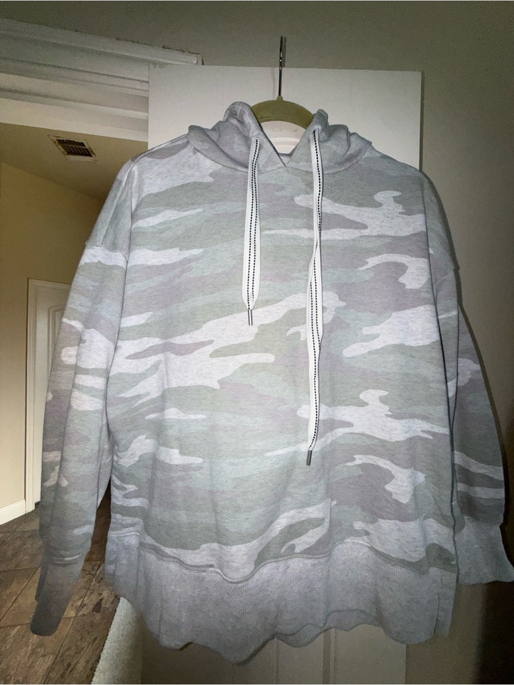 Aerie Green and  Grey Camo Hooded Pullover Sweatshirt